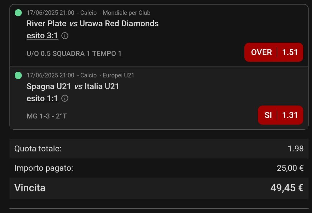 3 raddoppi vinti oggi 17 giugno 2025